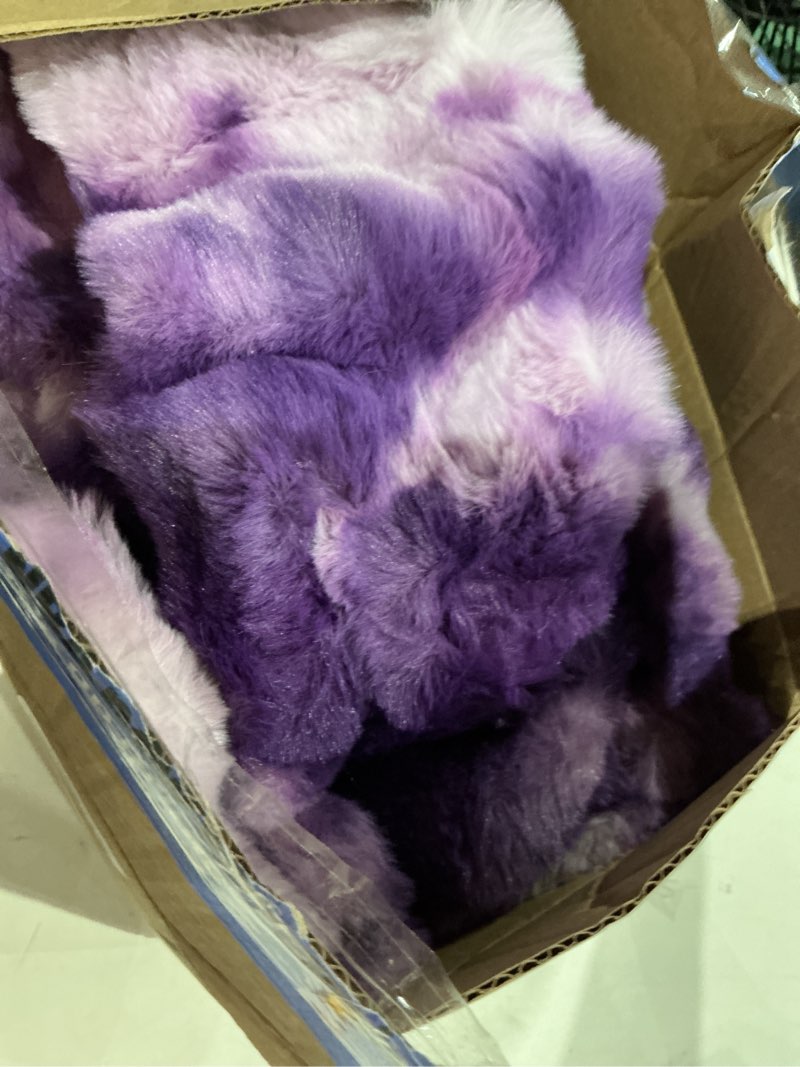 Condition photo showing Good Condition for faux fur throw blanket for couch, 1000 gsm cozy fuzzy fluffy soft plush thick bubble sherpa blanket for sofa bedroom living room, mothers day birthday gifts for women home decor purple-zr 50*60