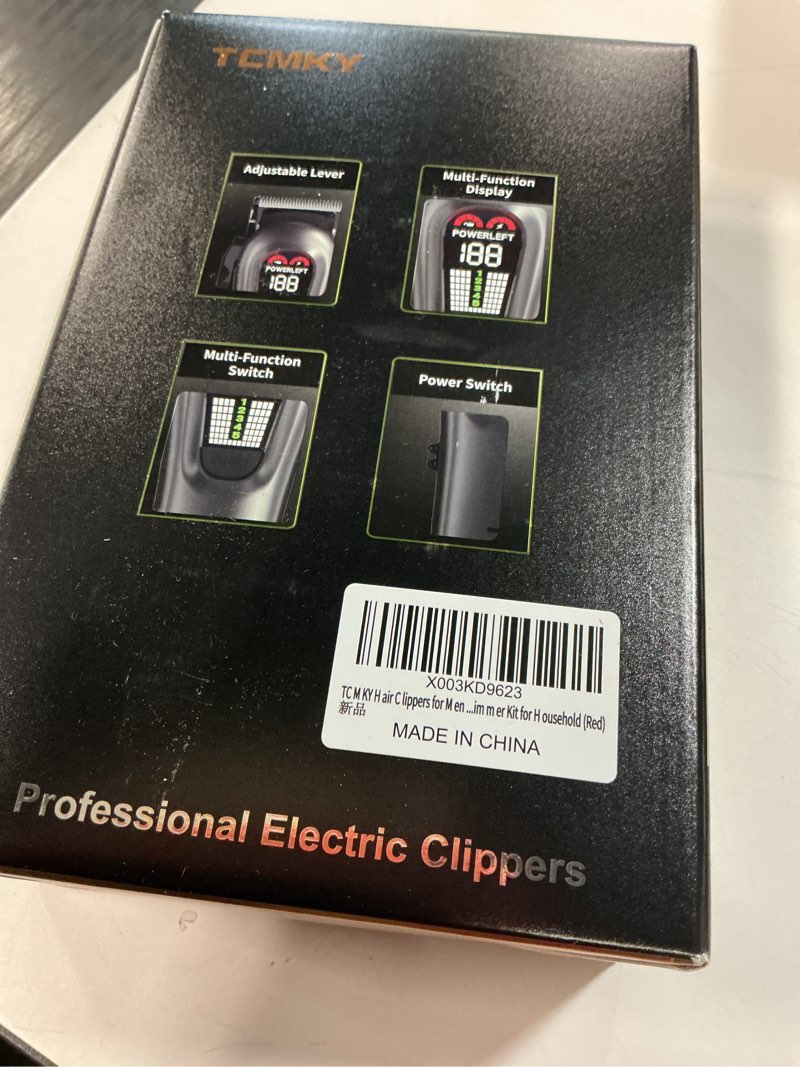 Condition photo showing New/Like New for Hair Clippers for Men Professional Clippers for Men Cordless&Corded Barber Clippers for Hair Cutting & Grooming. Rechargeable Hair Trimmer Kit for Household (Red)