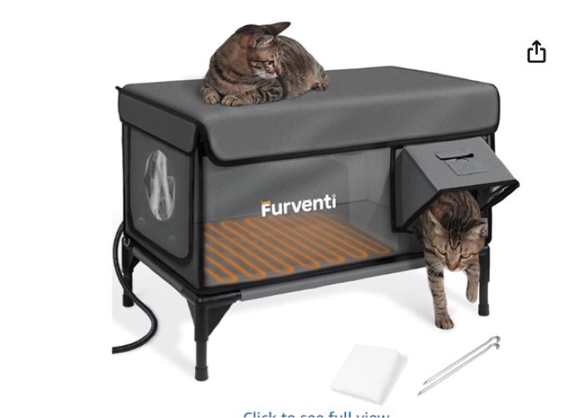 Heated Cat House for Outside,Dual Camera Mounts,100% Weatherproof & Extremely Insulated,Elevated Feral Cat Shelter with Escape Door,Waterproof Eaves for Outdoor Stray Barn Cat(Dark Green, XL) 29.1"L x 16.9"W x 20.5"H Dark Green