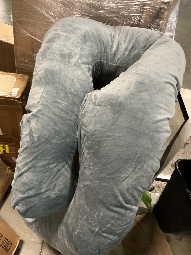 Condition photo showing As Is for cute castle pregnancy pillows, soft u-shape maternity pillow with removable cover - full body pillows for adults sleeping - pregnancy must haves - jumbo 57 inch - grey grey 57 inch - flannel cover