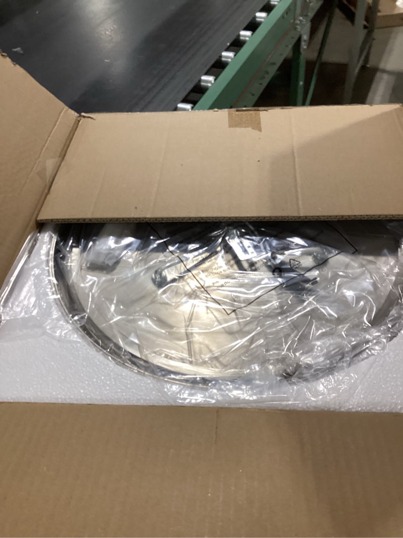 Condition photo showing Good Condition for 16 inch Close to Ceiling Light Fixtures, Brushed Nickel Farmhouse Ceiling Light with 3 Light for Laundry Kitchen Bedroom Bathroom, CL4822-3W-BN Frosted Class & Brushed Nickel 16 Inch