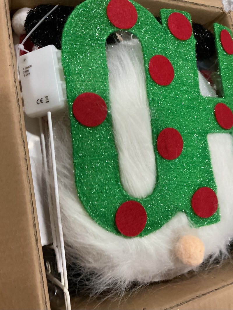 Condition photo showing Good Condition for Lighted Christmas Gnome Outdoor Stakes 3D Glittered Gnomes with HOHOHO Lighted Up Yard Stakes Outdoor Christmas Decoration for Lawn Yard Garden Country Rustic