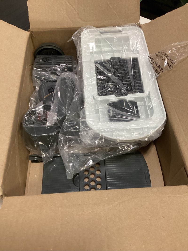 Condition photo showing Good Condition for mueller pro-series all-in-one, 12 blade mandoline slicer for kitchen, food chopper, vegetable slicer and spiralizer, cutter, dicer, grater, kitchen gadgets sets with container, white sand/gray 12 blade white sand/gray