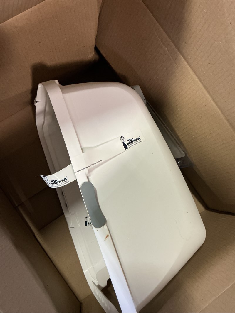 Condition photo showing As Is for catit airsift litter pan large – covered cat litter box with dual-action odor control leak preventing design – includes filter pad, easy to clean, reduces litter tracking - 22.4” l x 18.3” h x 15.3” w white/gray large (54.5 x 41.5 x 46 cm)