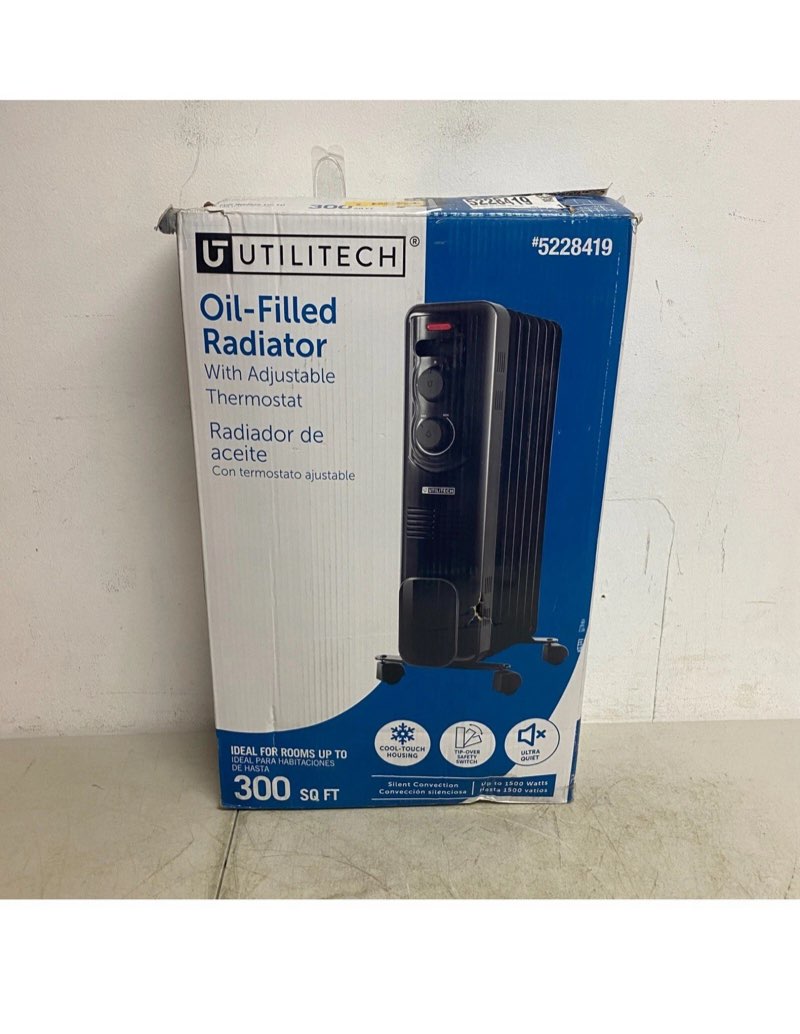 utilitech 1500-watt oil-filled radiator indoor electric space heater 5228419