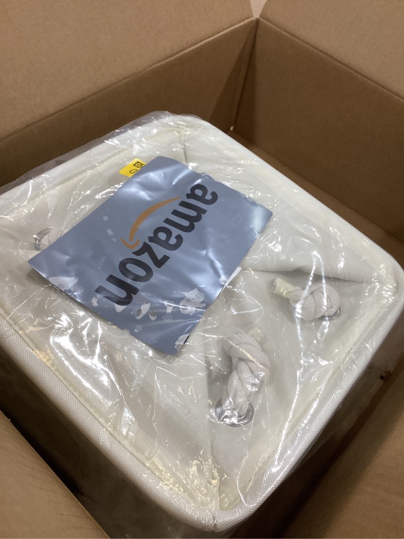 Condition photo showing Good Condition for Cube Storage Bins, Collapsible Fabric Storage Cubes Bins, 11 Inch Cube Storage Bins with Handles, Foldable Storage Cubes (White/Green, 6Pack) 10.5*10.5*11inch white green