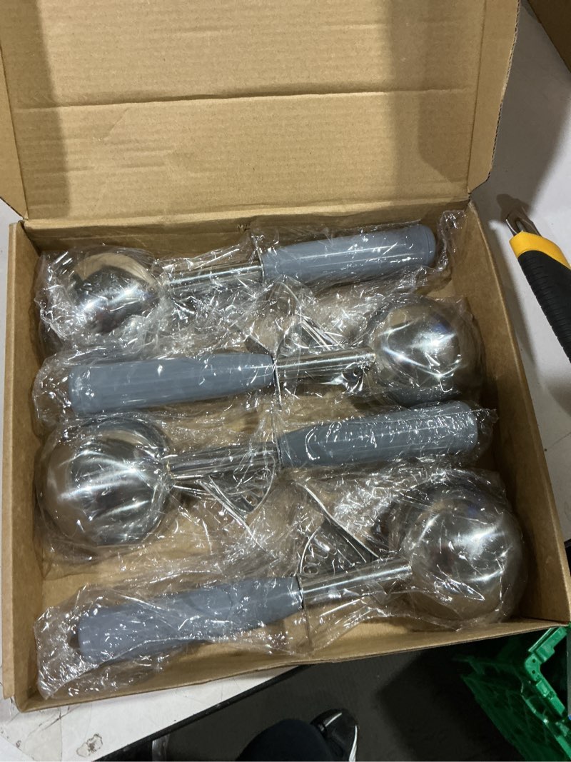 Condition photo showing New/Like New for 4 Pcs Release Cookie Scoops Ice Cream Scooper with Trigger Release Portion Scoop Stainless Steel for Portion Control, Baking Food, Cookie Dough, Cupcake Batter (4 oz,Gray) 4 oz Gray 4