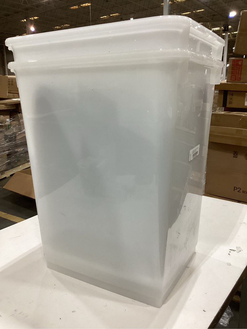 Condition photo showing Good Condition for IRIS USA 54 Lbs / 69 Qt WeatherPro Airtight Pet Food Storage Container with Attachable Casters, For Dog Cat Bird and Other Pet Food Storage Bin, Keep Fresh, Easy Mobility, BPA Free, Navy/Pearl 54 lbs Pearl/Navy
