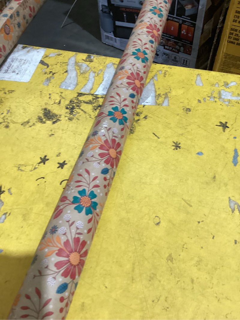 Condition photo showing As Is for aimyoo floral kraft wrapping paper jumbo roll, all occasion vintage flower gift wrap for wedding birthday bridal shower, 17 inch x 60 ft