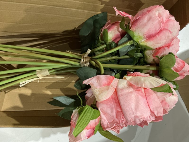 Condition photo showing Good Condition for pink peonies artificial flowers 2 bouquets vintage fake peonies 14pcs heads silk flowers with stems for wedding decoration bride bouquet faux flowers crafts floral arrangement (pink)
