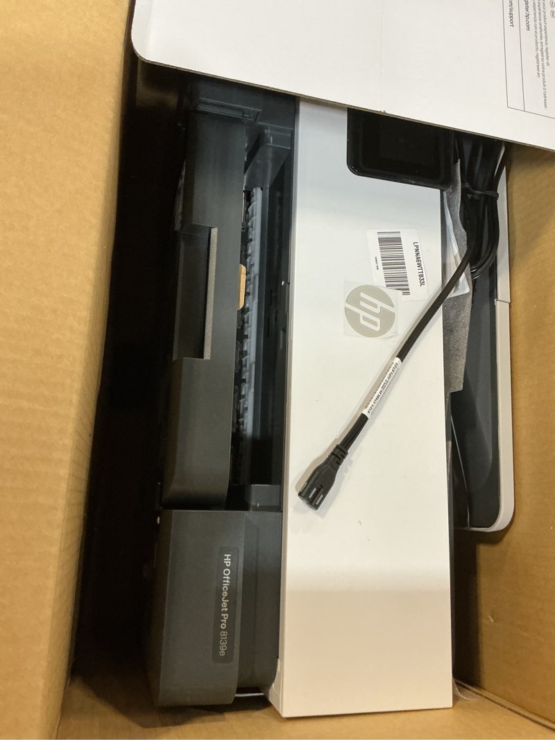 Condition photo showing As Is for hp officejet pro 8139e wireless all-in-one color inkjet printer, print, scan, copy, fax, adf, duplex printing best-for-home office, 1 year instant ink trial included, ai-enabled (40q51a)