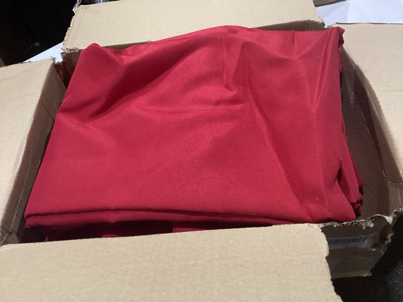 Condition photo showing New/Like New for 10-pack red tablecloths for rectangle tables, 60 x 102 inches, stain-resistant polyester fabric for 6 foot tables - washable table covers for weddings, banquets, birthday parties, events red 60x102 in, 10 pack