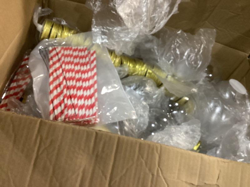 Condition photo showing Good Condition for Yaomiao 72 Pcs 16 oz Christmas Ornament Cups for Drink Empty Plastic Clear Fish Bowl with Lids and Straws Spherical Bottles Bulk for Holiday Cocktails Fishing Party Decorations Candy Gift