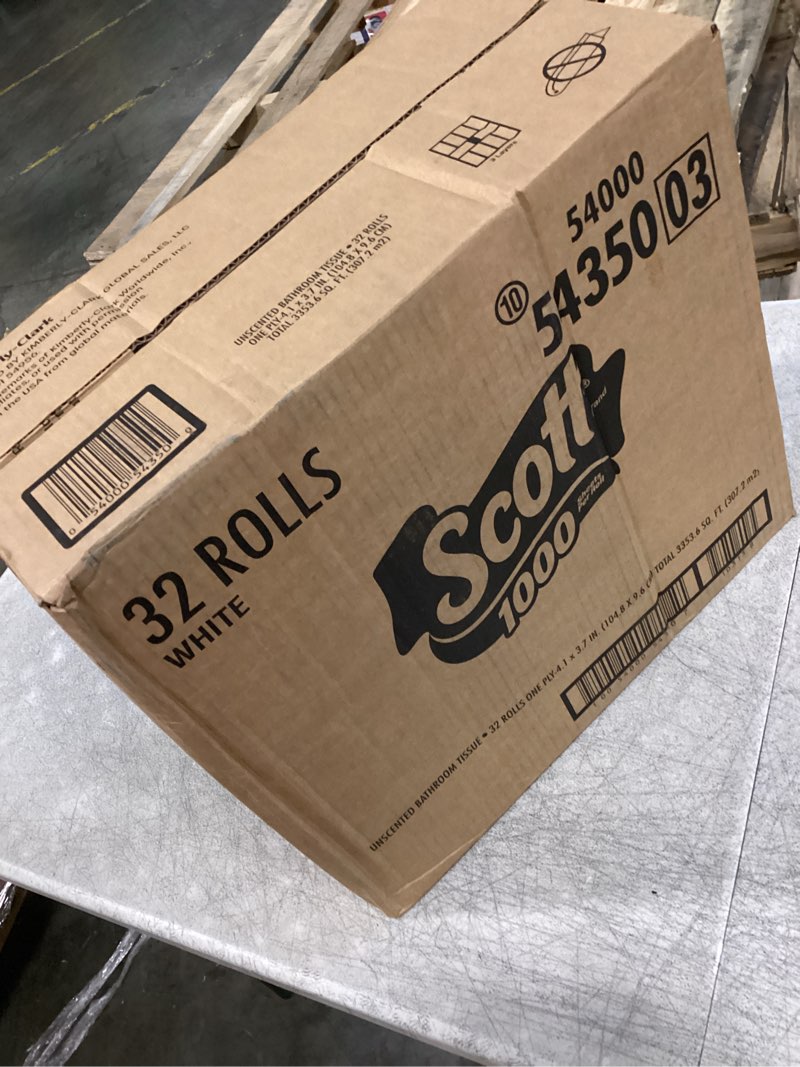 Condition photo showing New/Like New for scott 1000 trusted clean toilet paper, 32 rolls, septic-safe, 1-ply toilet tissue regular 1000 sheets (pack of 32)