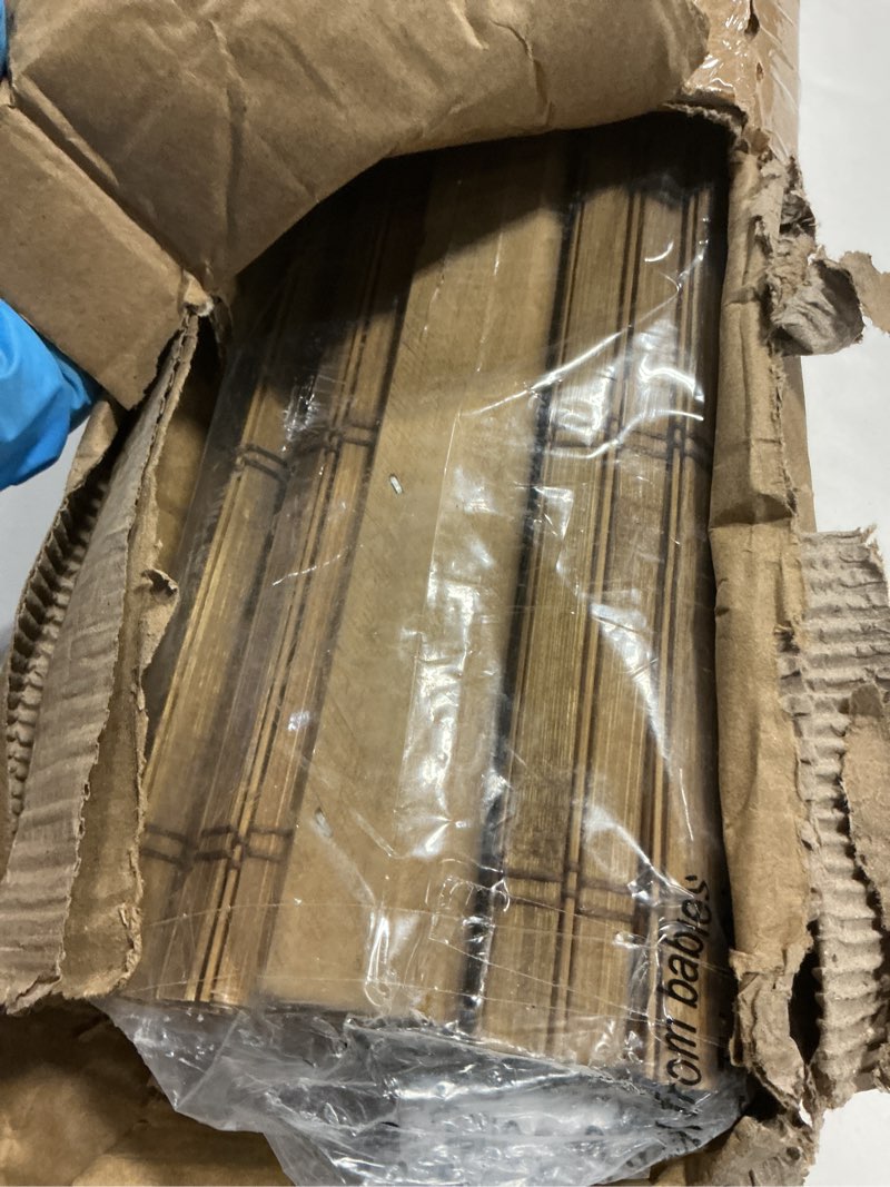 Condition photo showing Good Condition for unishades no drill cordless bamboo roman shades, 29×64 in, teak | natural material, light filtering, easy install ?wide bamboo strips?alternate teak 29" w × 64" h
