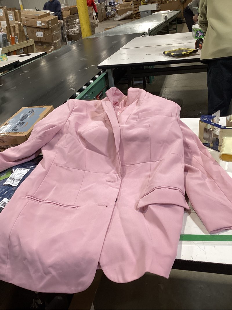 Condition photo showing Good Condition for similar to hotyd womens solid double breasted blazers jacket lapel knitted patchwork sleeve sweater blazer casual fall business pea coat pink small