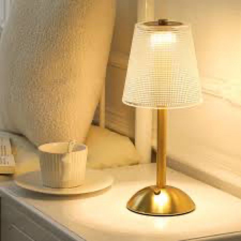Liliful 1 Pack Led Portable Cordless Table Lamp Touch Battery Operated Rechargeable Desk Lamp 3 Color Dimmable for Bedroom Living Room Dining (Rose Style,Gold)