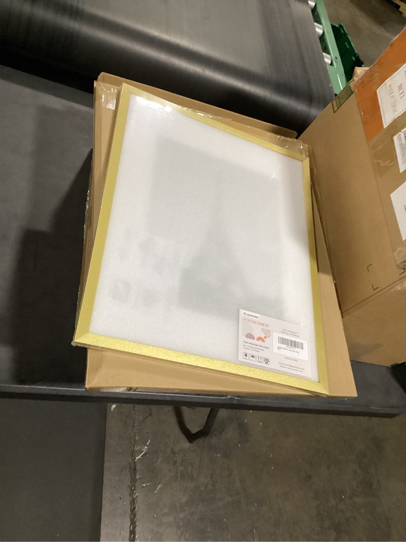 Condition photo showing New/Like New for upsimples 16x20 picture frame, display pictures 11x14 with mat or 16 x 20 without, wall hanging poster frame, gold, 1 pack gold 16x20