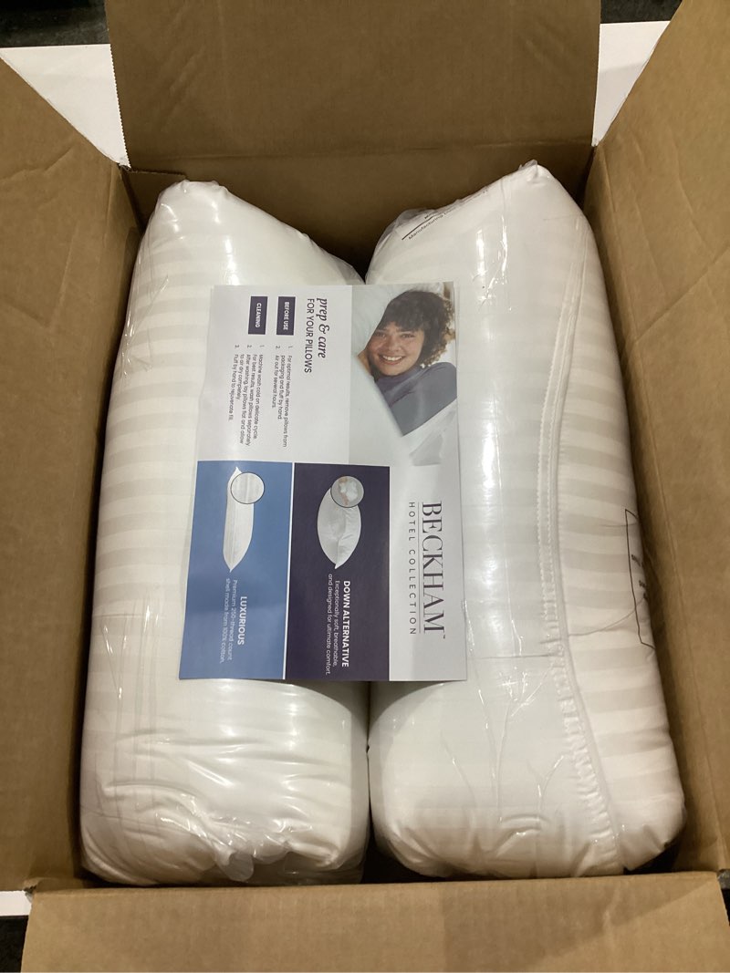 Condition photo showing New/Like New for beckham hotel collection bed pillows standard/queen size set of 2 - original soft down alternative pillow for sleeping - soft support for back, stomach or side sleepers queen / standard white