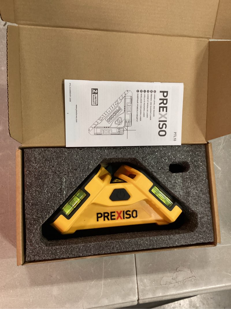 Condition photo showing Good Condition for prexiso square laser, 30ft flooring laser level, tile laser line projection | angle 90° magnetic leveling tool, floor laser level built-in 2 bubble vials, wall panel stand for installation, construction