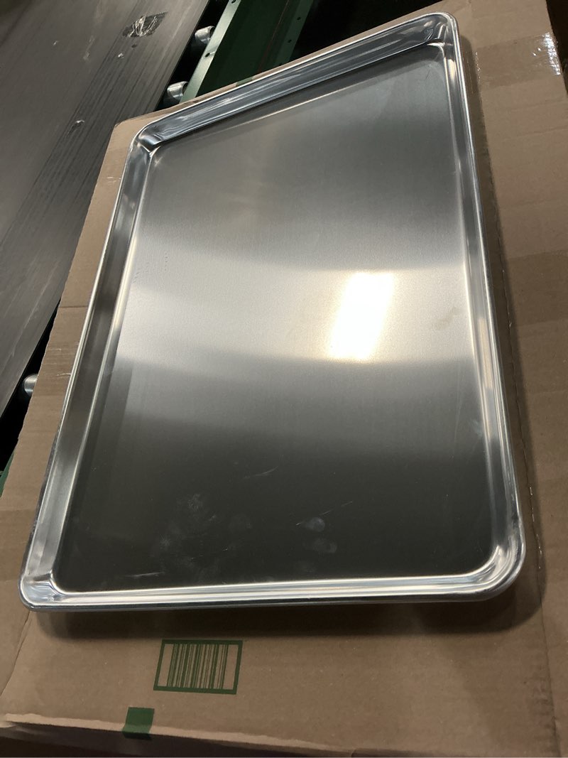 Condition photo showing Good Condition for chef approved 26" wide aluminum sheet pan | full size heavy weight baking bun for restaurant | closed bead, 26"w x 18"d x 1.13"h, 16-gauge (commercial oven use only, does not fit residential oven)