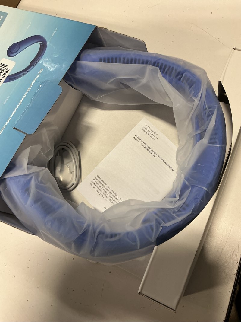 Condition photo showing New/Like New for jisulife portable neck fan upgraded: neckbrace hands-free, 5-speed 6000 mah | 25h max runtime, personal wearable bladeless rechargeable fan for outdoor/travel/concerts, gifts for women men - dark blue 6000mah dark blue
