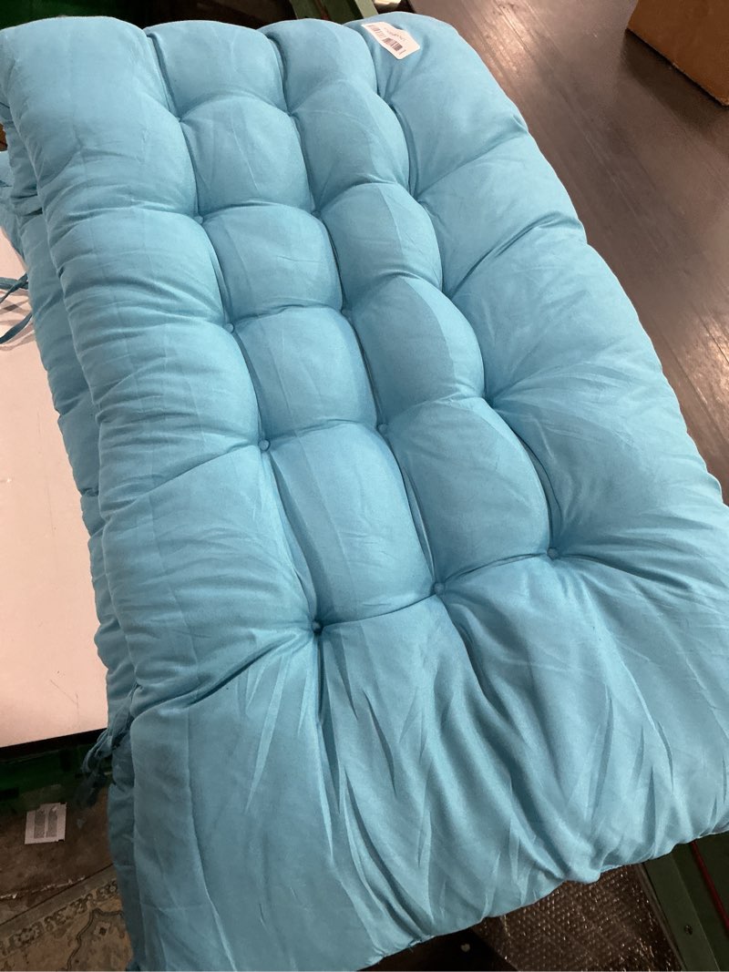 Condition photo showing Good Condition for erwudeling lounge chair cushion 67 x 19 inch, outdoor chaise lounge cushion 4" thick waterproof replacement cushion for patio furniture, zero gravity chair pad with ties, non-slip, washable (blue) lake blue