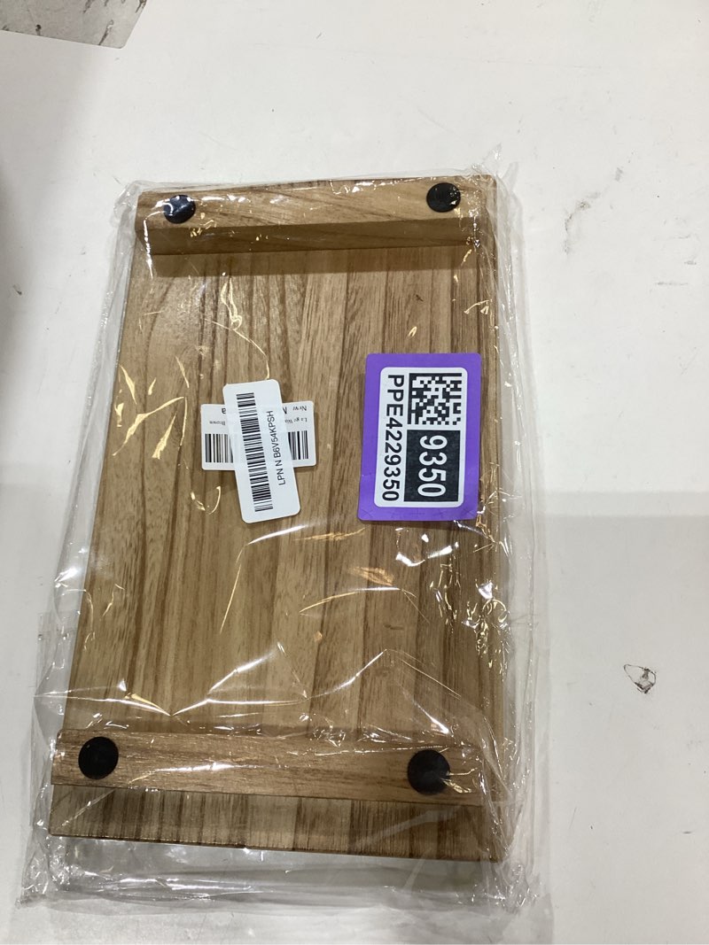 Condition photo showing New/Like New for zoocatia Small Wood Tray Pedestal Stand Farmhouse Bathroom Decor Decorative Wooden Riser Kitchen Soap Dish Holder for Vanity, Counter, Sink, Large 11.8" x 7" - Brown Brown 11.8" x 7" x 1.6"