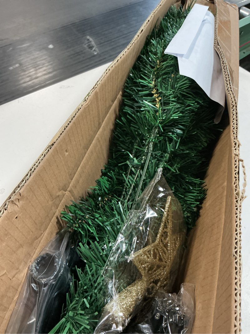 Condition photo showing As Is for KTKDE 6ft Artificial Black Christmas Tree Outdoor Black Halloween Tree Decorations with 1005 Tips Led String Lights Pencil Christmas Tree Indoor Holiday Office Party Decorations Black 6ft