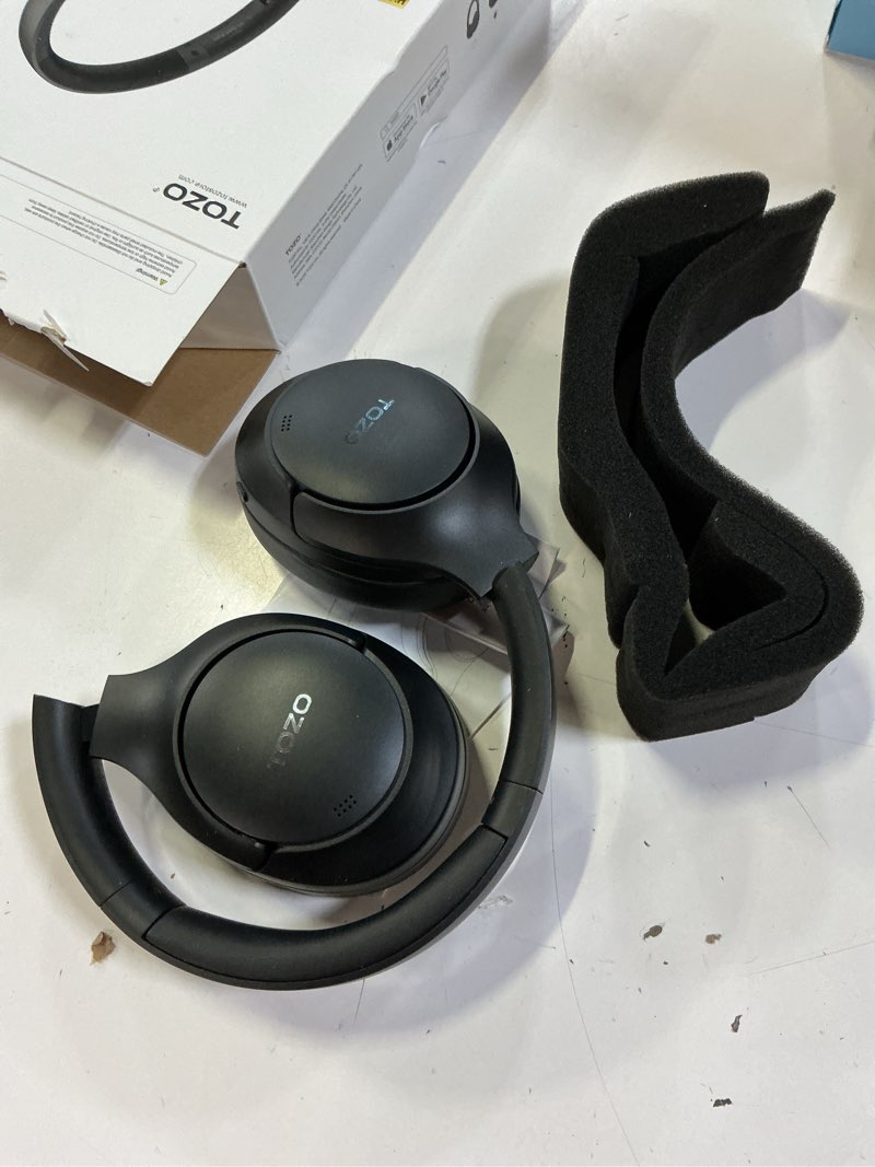 Condition photo showing Good Condition for tozo hybrid active noise cancelling headphones, wireless over ear bluetooth headset, 60h playtime, hi-res audio custom eq via app deep bass comfort fit ear cups, for home office travel black