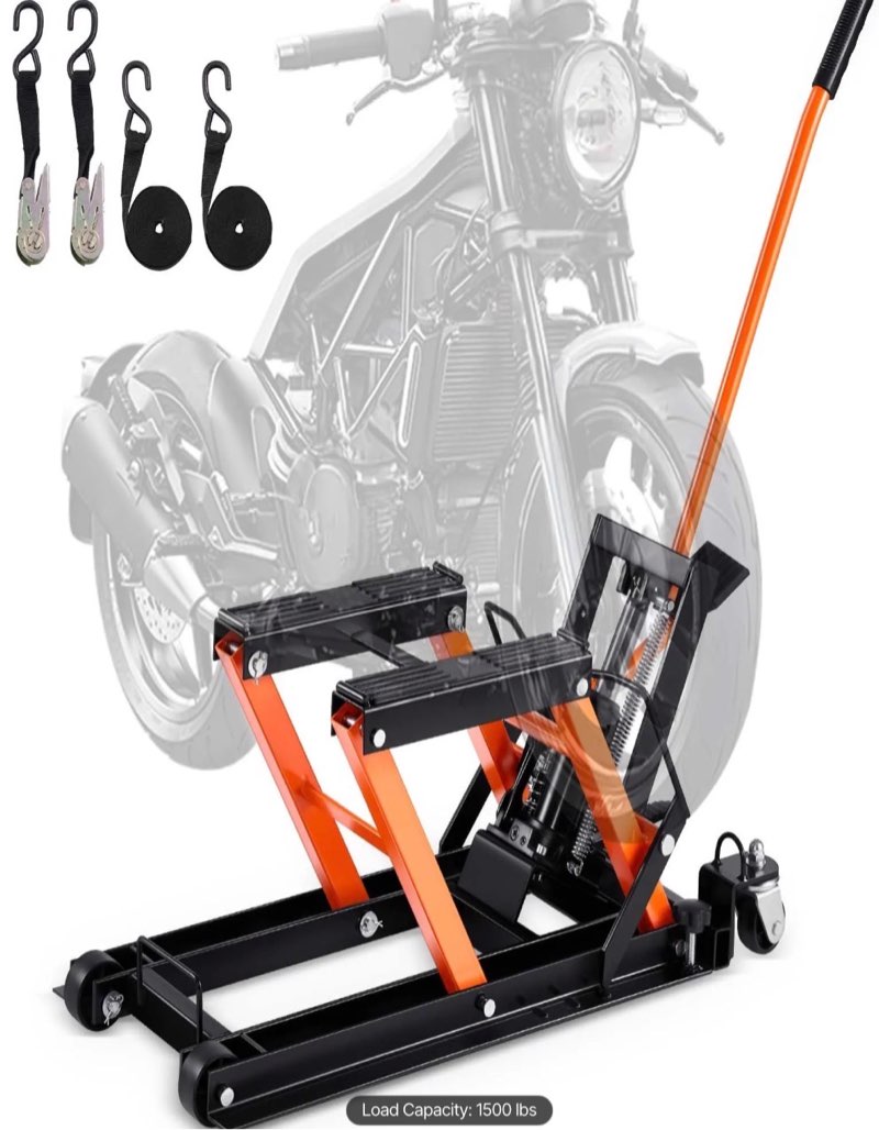 Steel Hydraulic Motorcycle Jack Stand, 1500 LBS ATV Scissor Lift Jack, 4.7"-15" Scissor Lift Jack Stand with 4 Wheels, Hydraulic Foot-Operated Hoist Stand for Motorcycle ATV UTV Powersports