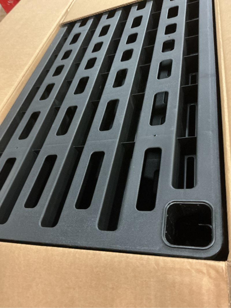 Condition photo showing Good Condition for iris usa 5-shelf heavy duty plastic storage shelves, 750lb capacity, 73" h x 36" w x 18" d, large modular shelving unit storage organizer for garage, home, warehouse & gym, storage rack - black 5-tier heavy duty