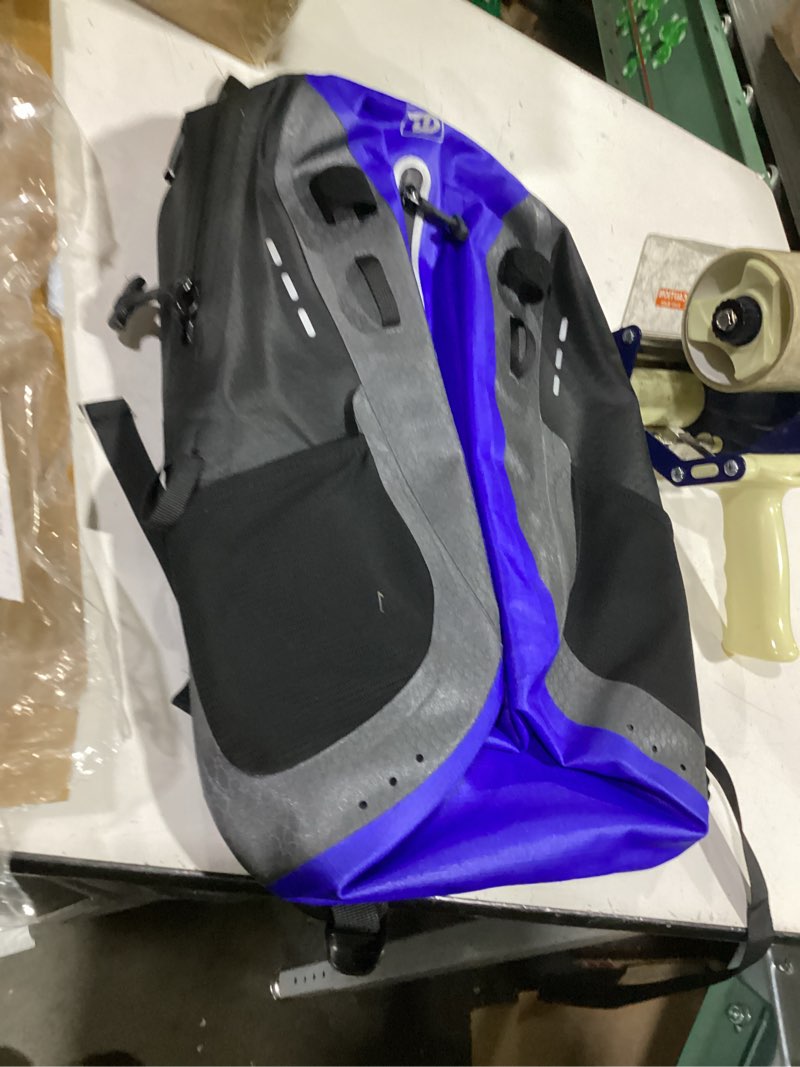 Condition photo showing As Is for trudave waterproof backpack, waterproof submersible backpack, floating tpu coated dry bag with airtight zipper for kayak, fishing, boating, hiking, blue,(20l) blue 20l