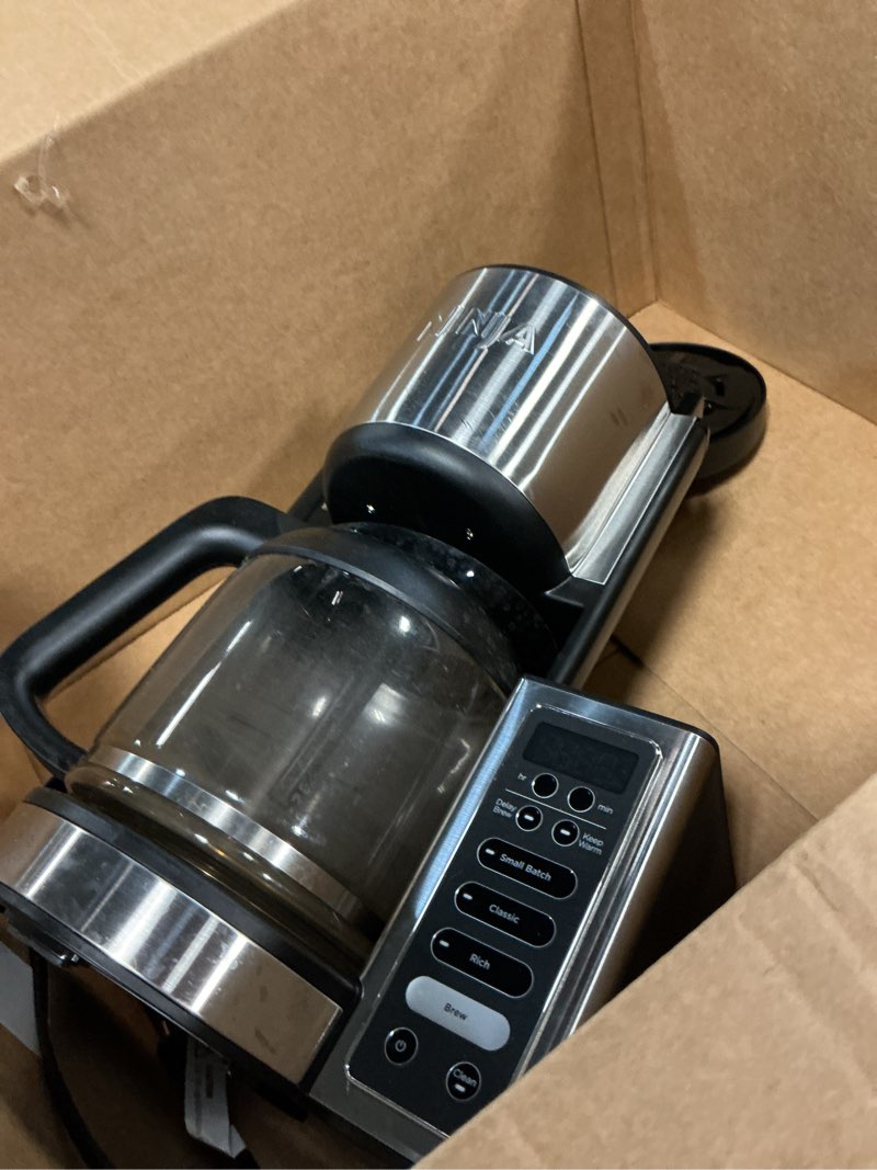 Condition photo showing As Is for ninja fresh brew™ drip coffee maker | programmable 14cup glass carafe, brew classic & rich, 70oz removable water reservoir | small batch, delay brew, adjustable warming plate | stainless steel | ce451 14 cup
