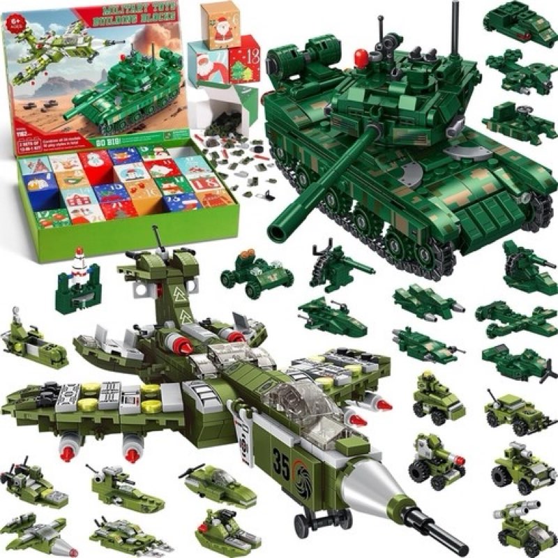 Advent Calendar 2024 Boys, 24 Days STEM Military Tank Fighter Building Blocks