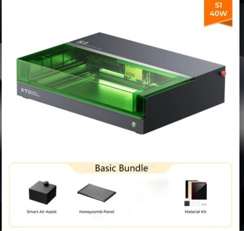 xTool S1 40W Laser Engraver and Cutter Machine with Air Assist & Honeycomb