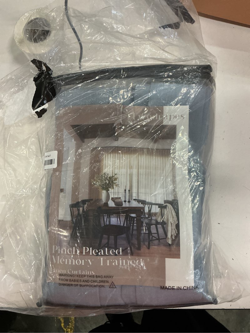 Condition photo showing Good Condition for dusty blue 80 inch pinch pleated linen curtains 2 panels set for living room bedroom boho farmhouse light filtering semi sheer back tab pinch pleat with hooks rings window curtain 80 inches long dusty blue 40"w x 80"l (pack of 2)