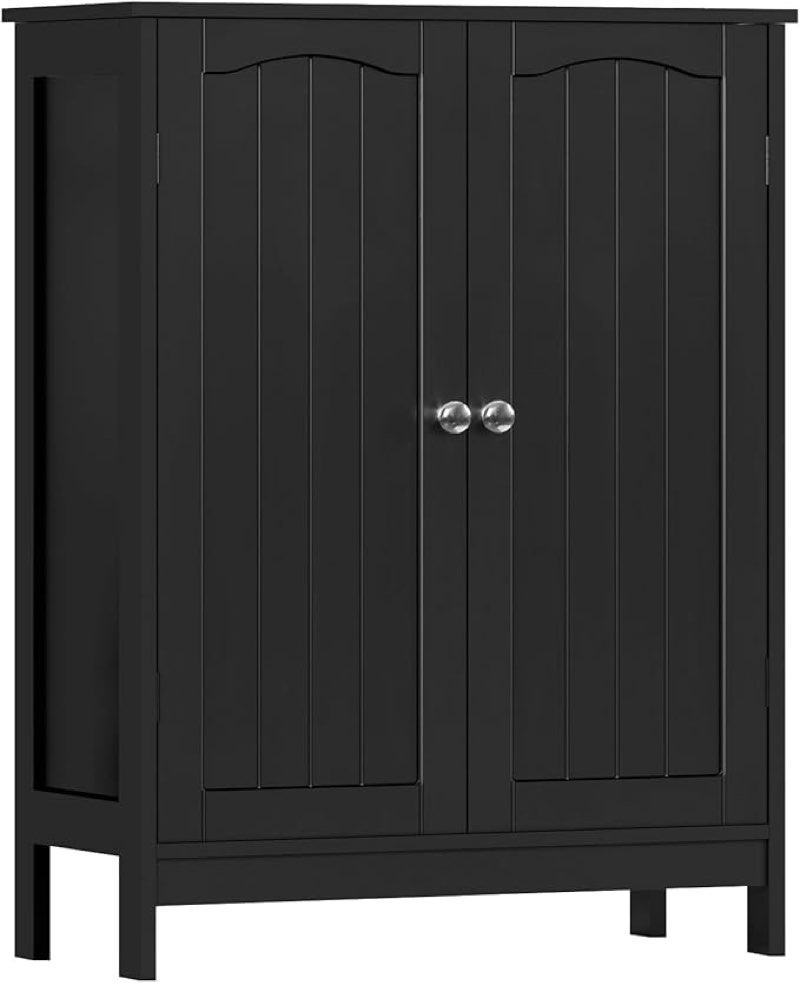 iwell bathroom cabinet, bathroom storage cabinet with 2 doors & 3 shelves, 3 heights available, for living room, entryway, kitchen, home office, black