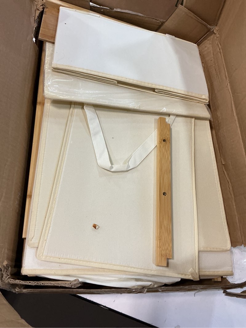 Condition photo showing Good Condition for homde laundry basket 3 tier bamboo storage shelf with wheels removable container with handle freestanding clothes hamper organizer for bathroom living room bedroom (natural)