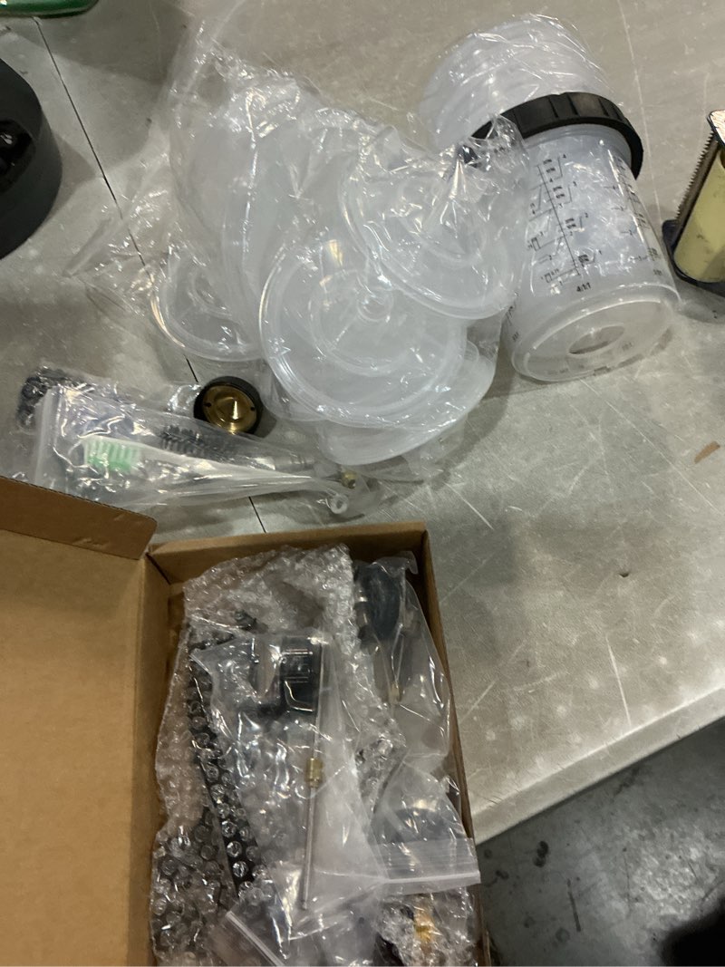 Condition photo showing New/Like New for hvlp spray gun with 10pcs 600ml disposable paint cups, 4 nozzles,1.4/1.7/2.0/2.5mm, automotive gravity feed paint spray gun kit with air compressor regulator for auto (black)