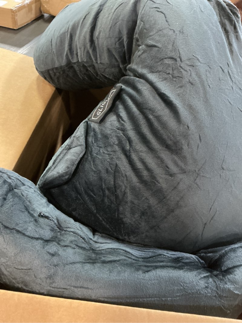 Condition photo showing Good Condition for sliguy reading pillow for sitting in bed couch adult, back pillow with arm support and pockets, adult back pillow bed chair for bed rest, reading, watching tv, gaming for boys and girls dark grey