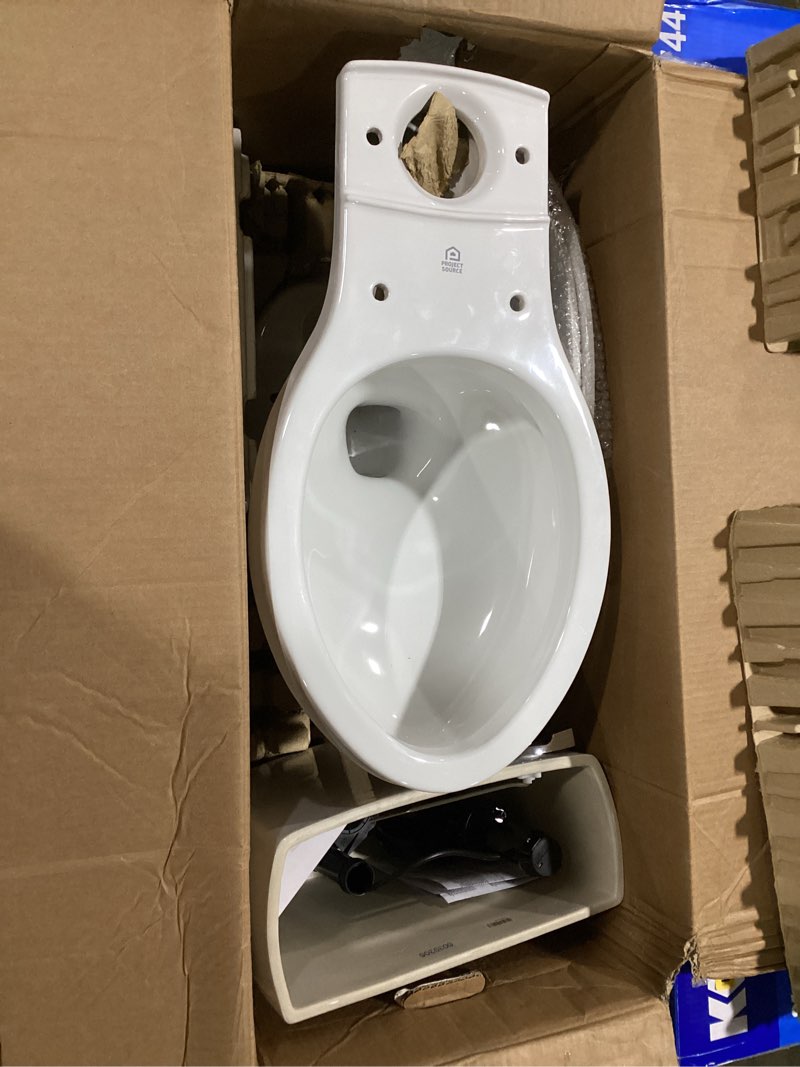 Condition photo showing Good Condition for project source pro-flush white elongated chair height 12-in rough-in watersense 1.28 gpf 2-piece toilet