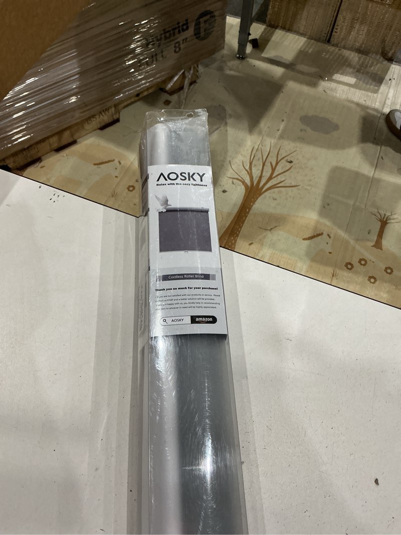 Condition photo showing Good Condition for aosky cordless roller shades blackout blinds for windows room darkening rolled up shades with spring system, uv protection window shades door blinds for home and office (50" w x 72" h,grey) 50"w x 72"h grey