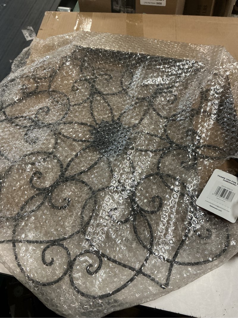 Condition photo showing Good Condition for 23 in. h traditional floral iron scroll outdoor wall decor