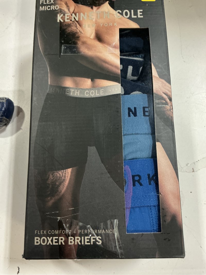 Condition photo showing New/Like New for kenneth cole men’s 4 pack boxer briefs l flex micro stretch underwear open box ( ( m-