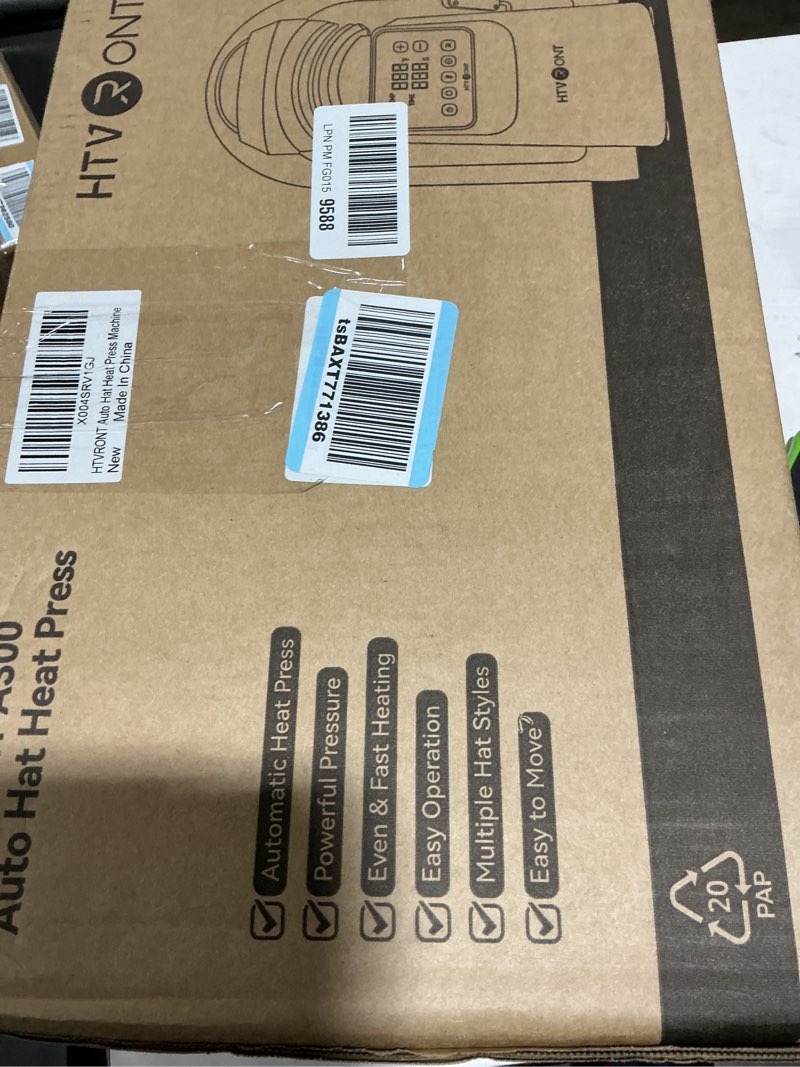 Condition photo showing Good Condition for HTVRONT Auto Hat Press Machine - Hat Heat Press Machine with Precise Temp&Timer Control, Hat Heat Press Machine for Caps with 2 Platens, Compatible with DTF Film, Embroidery, Sublimation (Blue)