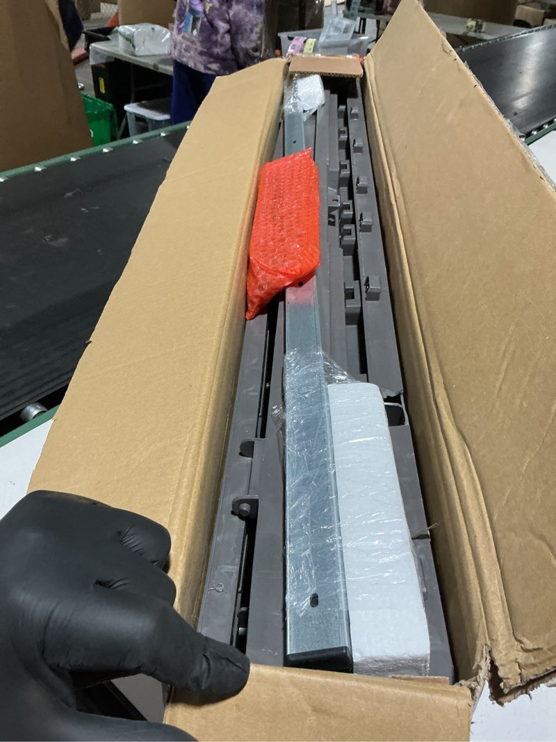 Condition photo showing As Is for EAST OAK Outdoor Storage Box, 90 Gallon Deck Box, Water-Resistant Resin Storage Bin for Patio Cushions, Gardening Tools, UV Resistant, Lockable, Grey Grey 90 Gallon