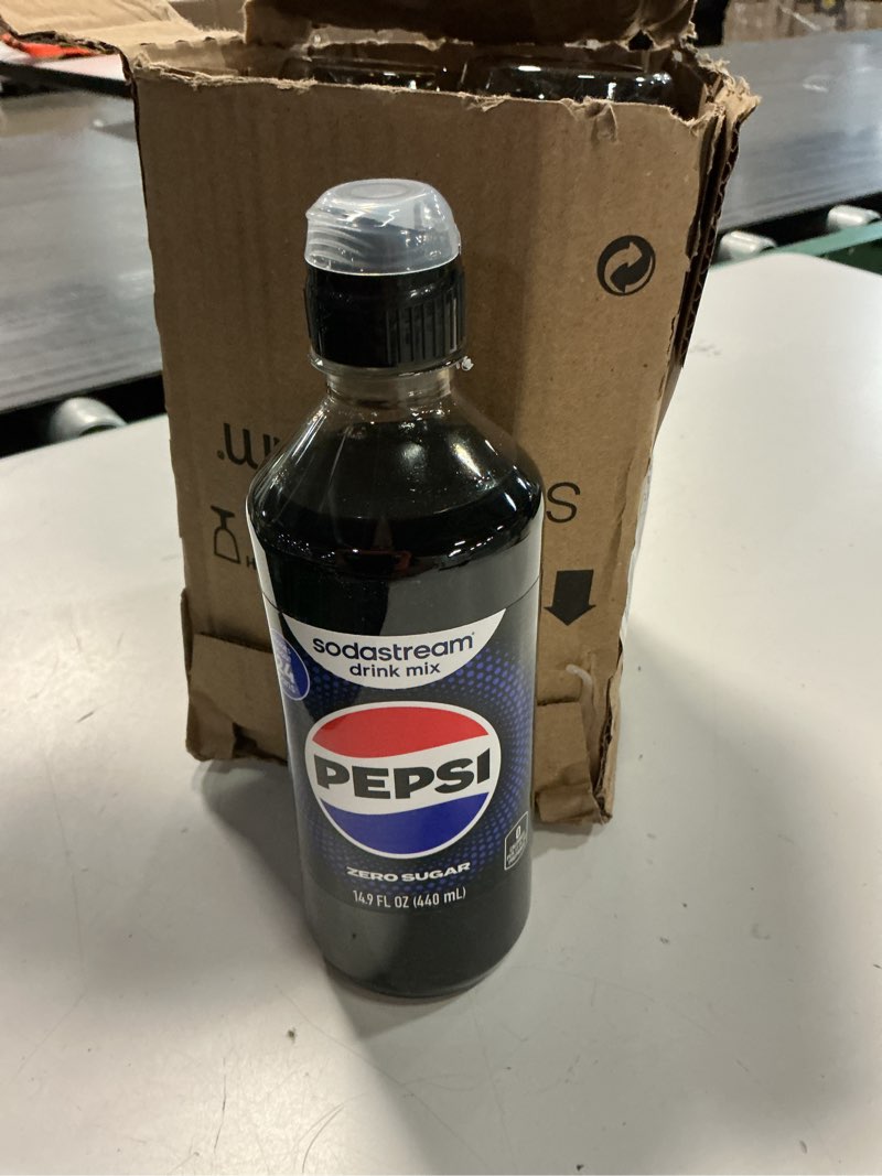 Condition photo showing Good Condition for sodastream pepsi wild cherry zero sugar new pour bottles drink mix (440ml, pack of 4) pepsi wild cherry zero new pour 14.9 fl oz (pack of 4)