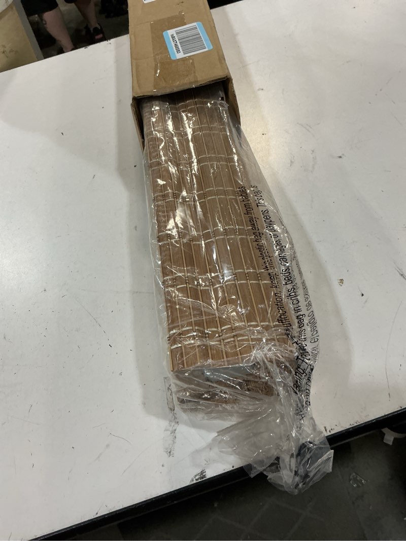 Condition photo showing Good Condition for lazblinds no tools no drill cordless bamboo roman shades, light filtering window treatment, roll up bamboo blinds for windows 22'' w x 64'' h, brown light filtering-brown206 22" w x 64" h