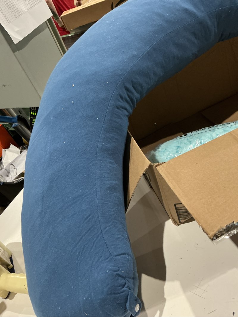 Condition photo showing As Is for tranquilrelax c shaped body pillow for side sleepers, navy blue-47"*10" | memory foam long pillow for leg, body pillow, pregnancy pillow, leg support, soft washable cover